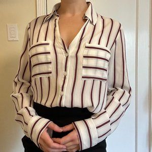 Red, grey, white striped Express portofino buttondown shirt